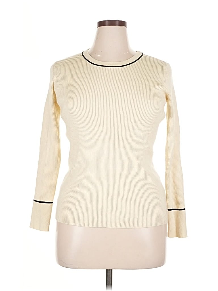 Pre-owned Metric Knits Pullover Sweater In White