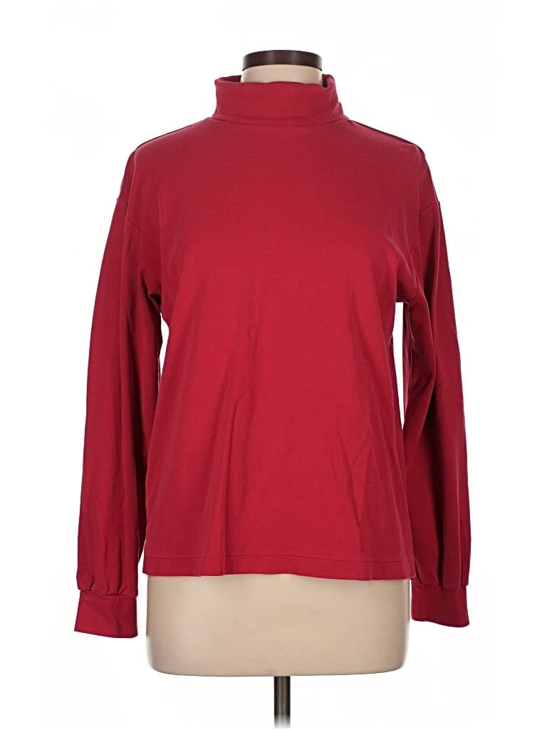 Pre-owned Eddie Bauer Long Sleeve Top Red Turtleneck Tops