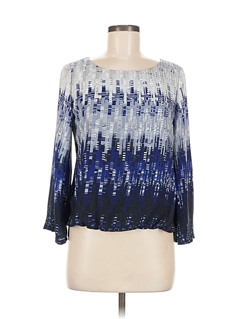 Pre-owned Alfani 3/4 Sleeve Top Blue Square Neckline Tops