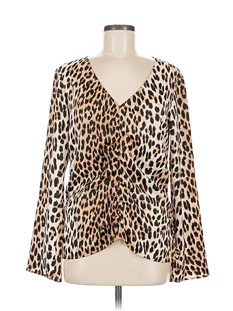 Pre-owned H&m Long Sleeve Blouse In Brown