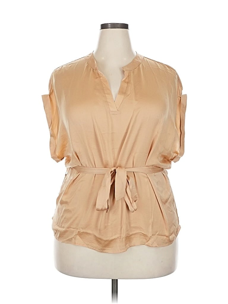Pre-owned Assorted Brands Short Sleeve Blouse In Brown