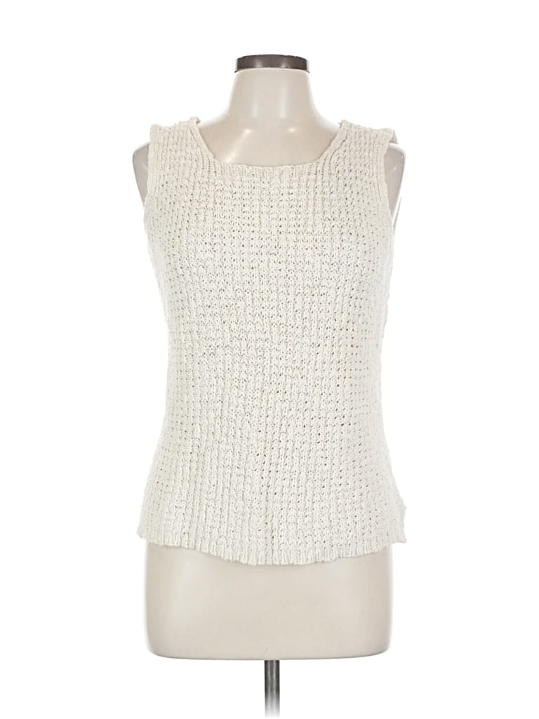 Pre-owned Evan Picone Sleeveless Top Ivory Strapless Neckline Tops In White