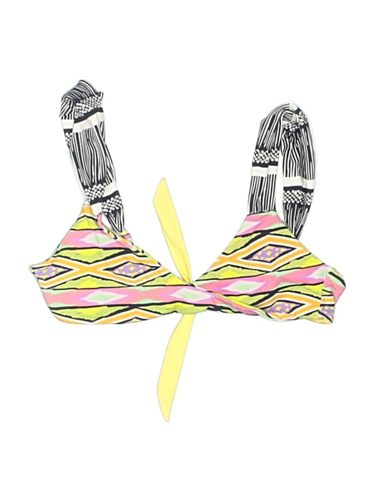 Pre-owned Malai Swimsuit Top Yellow Graphic Pattern Swimwear