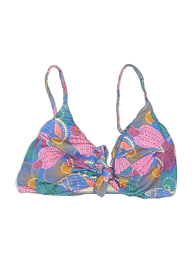 Pre-owned Farm Rio Swimsuit Top Blue Paisley Pattern Swimwear