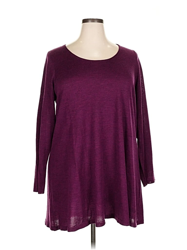 Pre-owned Eileen Fisher 3/4 Sleeve T-shirt In Purple