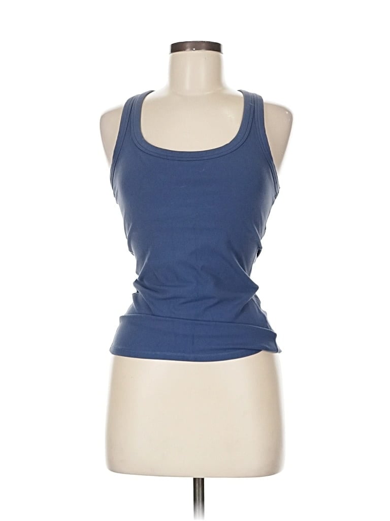 Pre-owned Made For Italic Tank Top Blue Solid Pattern Tops