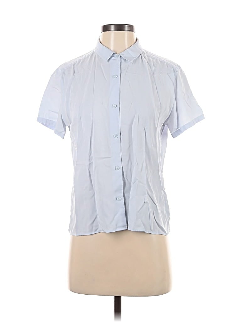Pre-owned Uniqlo Short Sleeve Blouse In Blue