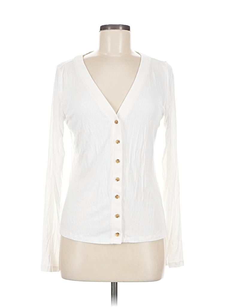 Pre-owned Banana Republic Factory Store Cardigan Sweater In White