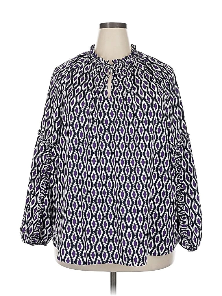 Pre-owned Lane Bryant 3/4 Sleeve Blouse In Purple