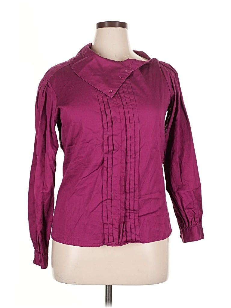 Pre-owned Foxcroft Long Sleeve Blouse In Burgundy