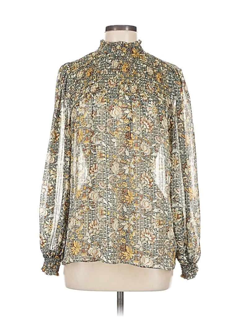 Pre-owned Maison D' Amelie Long Sleeve Blouse In Gold