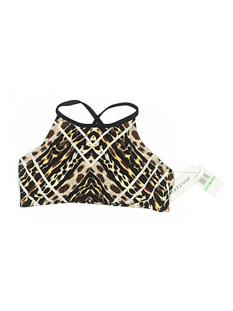 Pre-owned Jantzen Swimsuit Top Gold Animal Print Pattern Swimwear