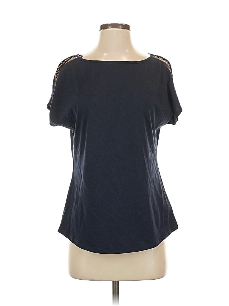 Pre-owned Michael Michael Kors Short Sleeve Top Blue Cold Shoulder Neckline Tops