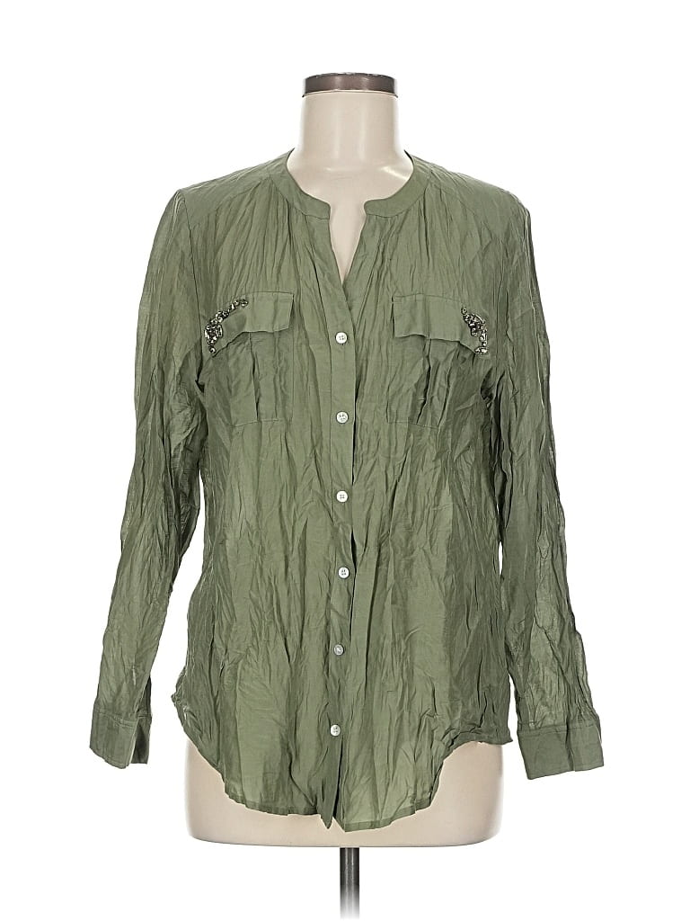 Pre-owned Chico's Long Sleeve Blouse In Green