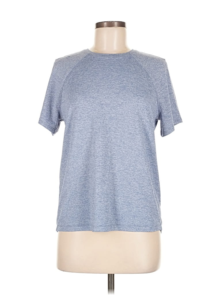 Pre-owned Lululemon Athletica Short Sleeve Top Blue Crew Neck Tops