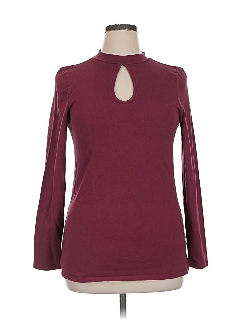 Pre-owned Torrid Long Sleeve Top Burgundy Keyhole Neckline Tops