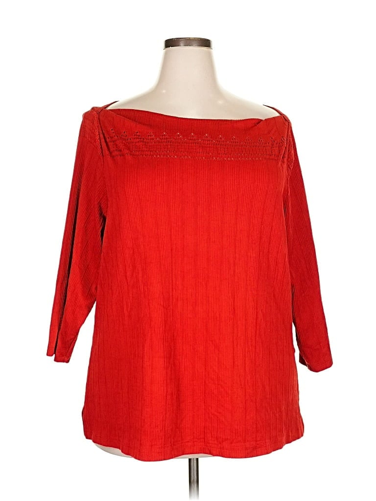 Pre-owned Coldwater Creek 3/4 Sleeve T-shirt In Red