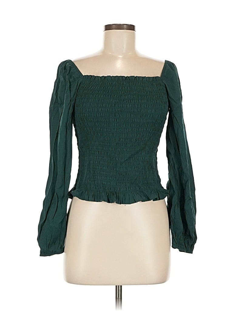 Pre-owned Unbranded Long Sleeve Blouse In Green