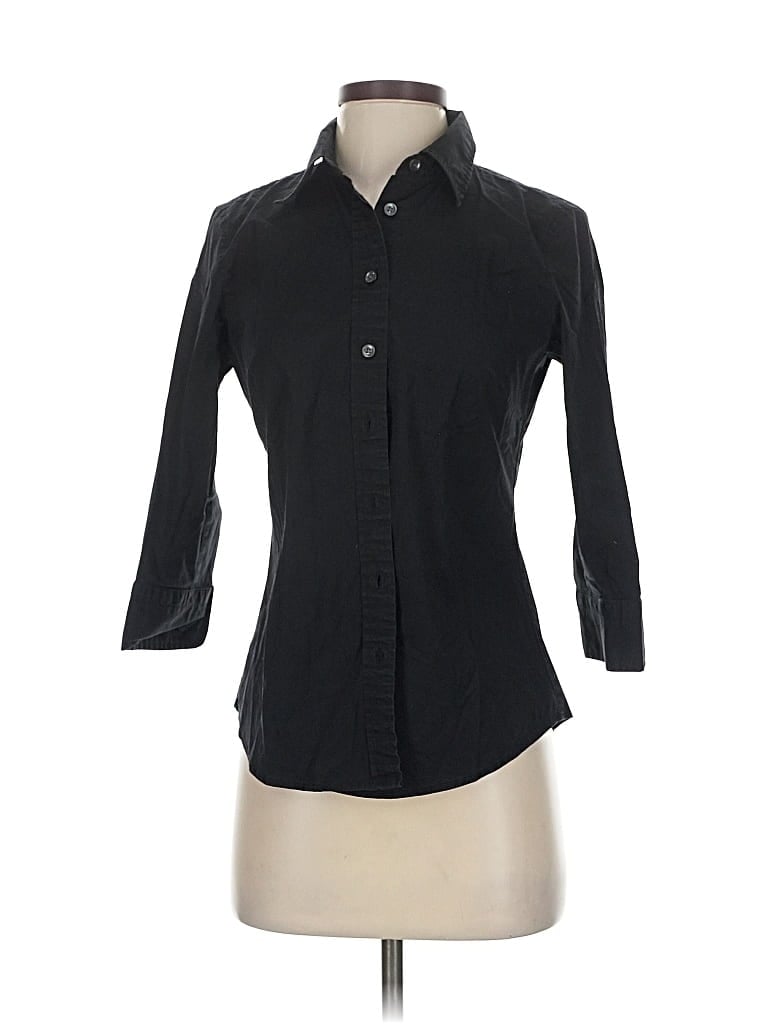 Pre-owned Haberdashery For J.crew 3/4 Sleeve Button Down Shirt In Black