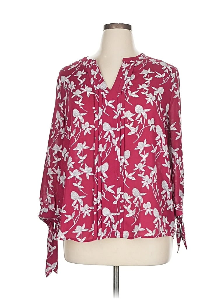 Pre-owned 41hawthorn 3/4 Sleeve Blouse In Burgundy