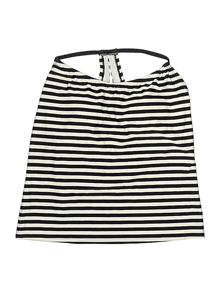 Pre-owned Kona Sol Swimsuit Top Black Stripes Pattern Swimwear