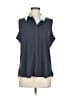 Belyn Key Color Block Gray Sleeveless Button-Down Shirt Size M - photo 1