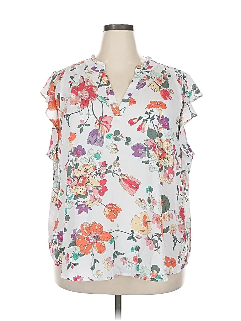 Pre-owned Liz Claiborne Sleeveless Blouse In White