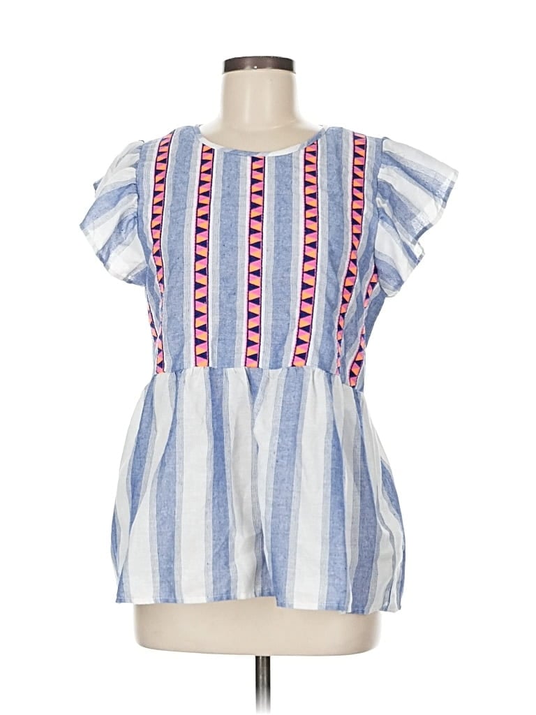 Pre-owned Entro Short Sleeve Blouse In Blue