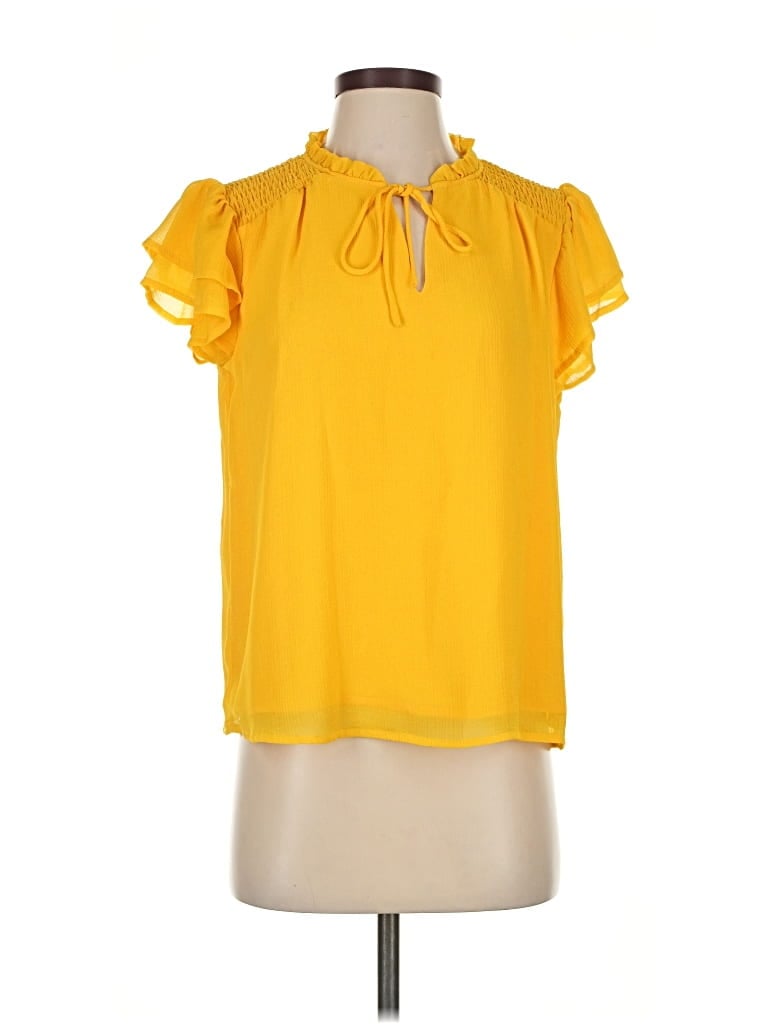Pre-owned Cece Short Sleeve Blouse In Yellow