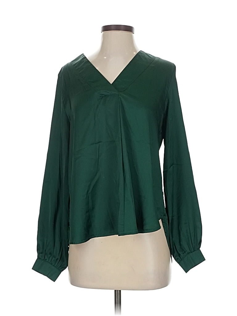 Pre-owned Material Girl Long Sleeve Blouse In Green