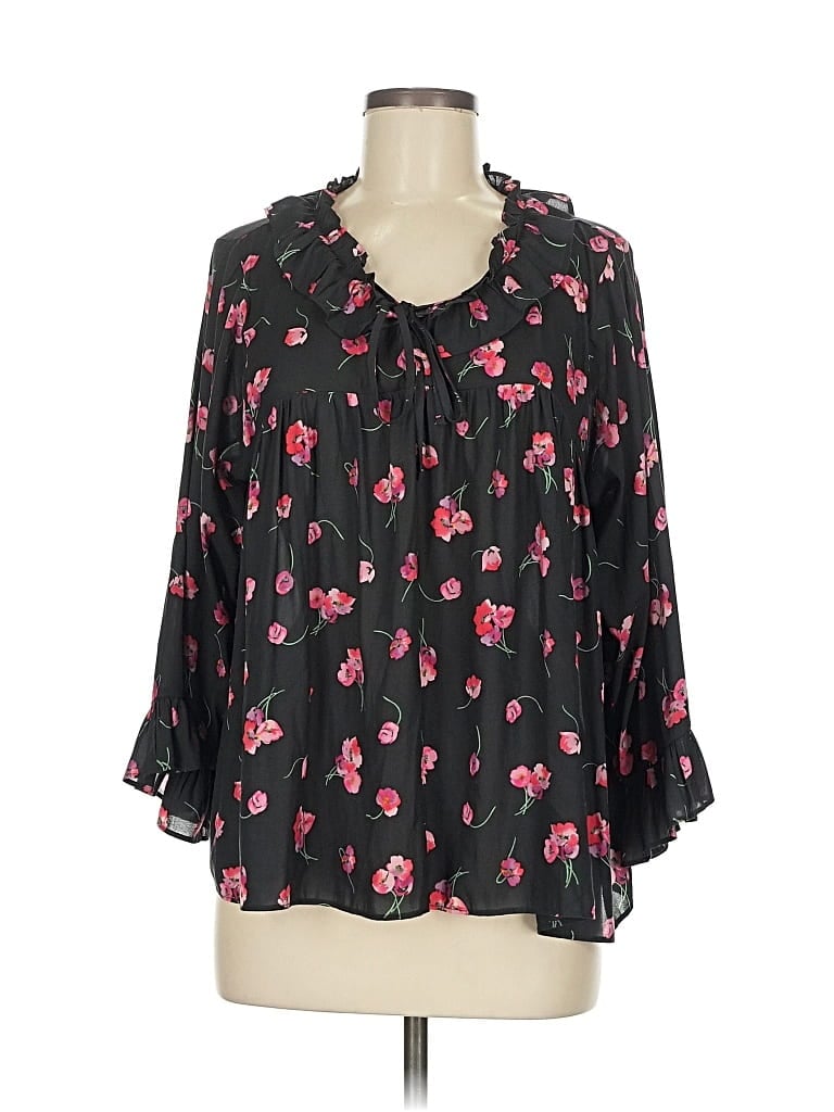 Pre-owned Gap 3/4 Sleeve Blouse In Black