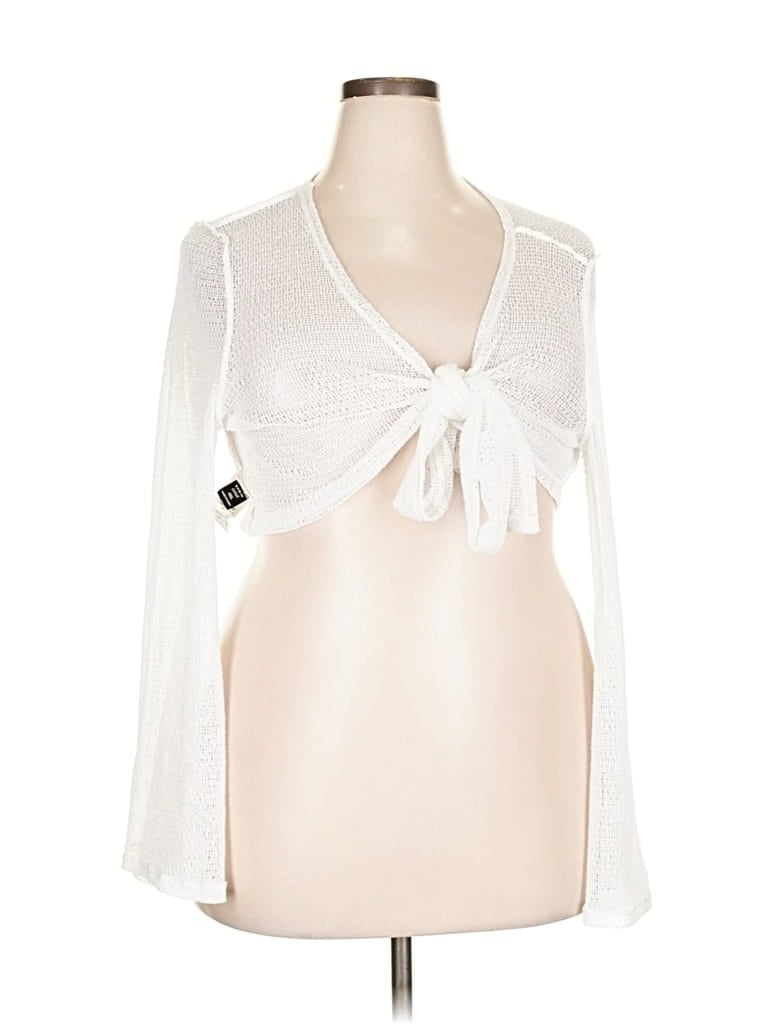 Pre-owned Shein Curve Cardigan Sweater In White