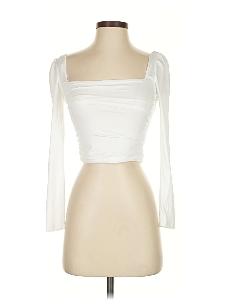 Pre-owned All The Ways 3/4 Sleeve Top Ivory Sweetheart Neckline Tops In White