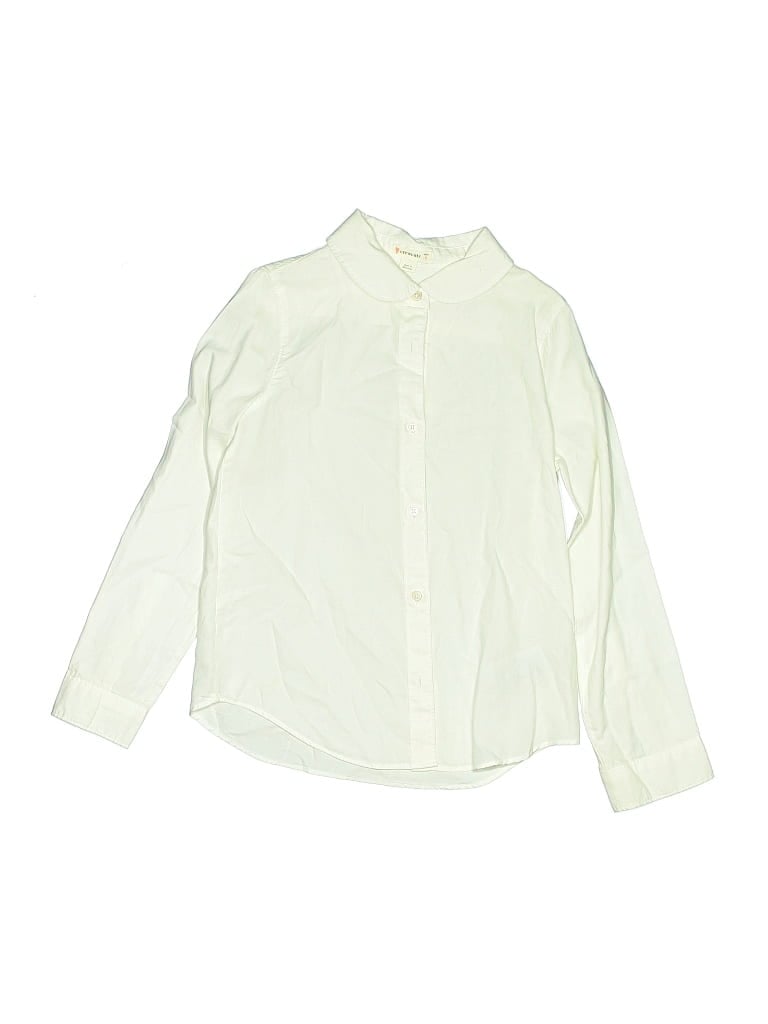 Pre-owned Crewcuts Kids' Long Sleeve Button Down Shirt In White