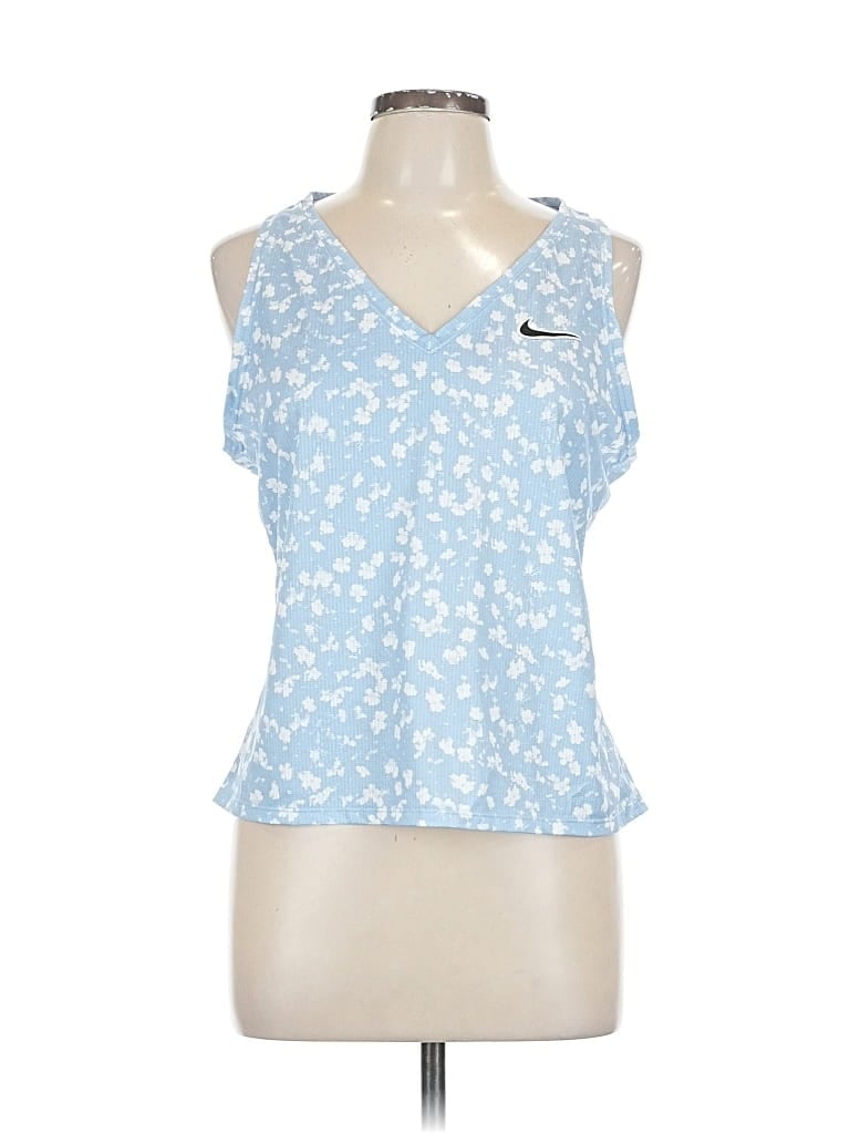 Pre-owned Nike Tank Top Blue Halter Neckline Tops