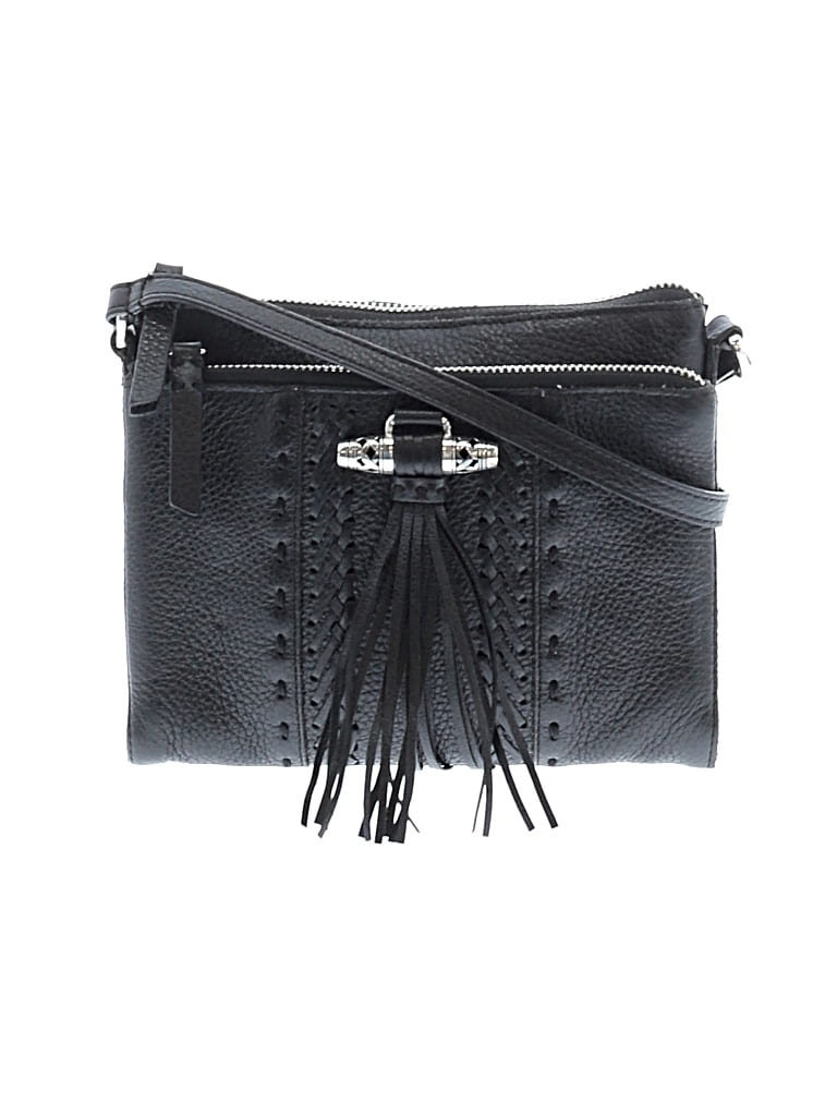 Pre-owned Brighton Leather Crossbody Bag In Black