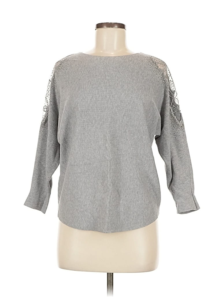 Pre-owned Liv 3/4 Sleeve Top Gray Boatneck Tops