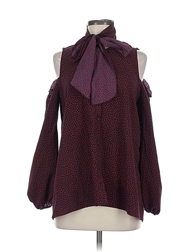 Pre-owned French Connection 3/4 Sleeve Blouse In Burgundy