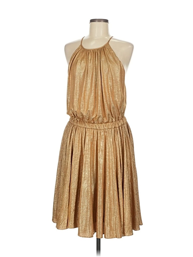 Pre-owned Halston Heritage Cocktail Dress In Gold