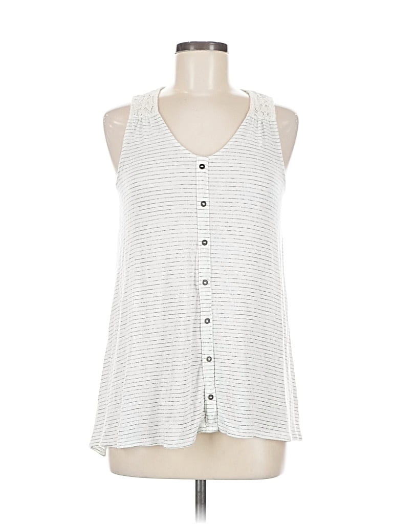 Pre-owned Knox Rose Sleeveless Button Down Shirt In White