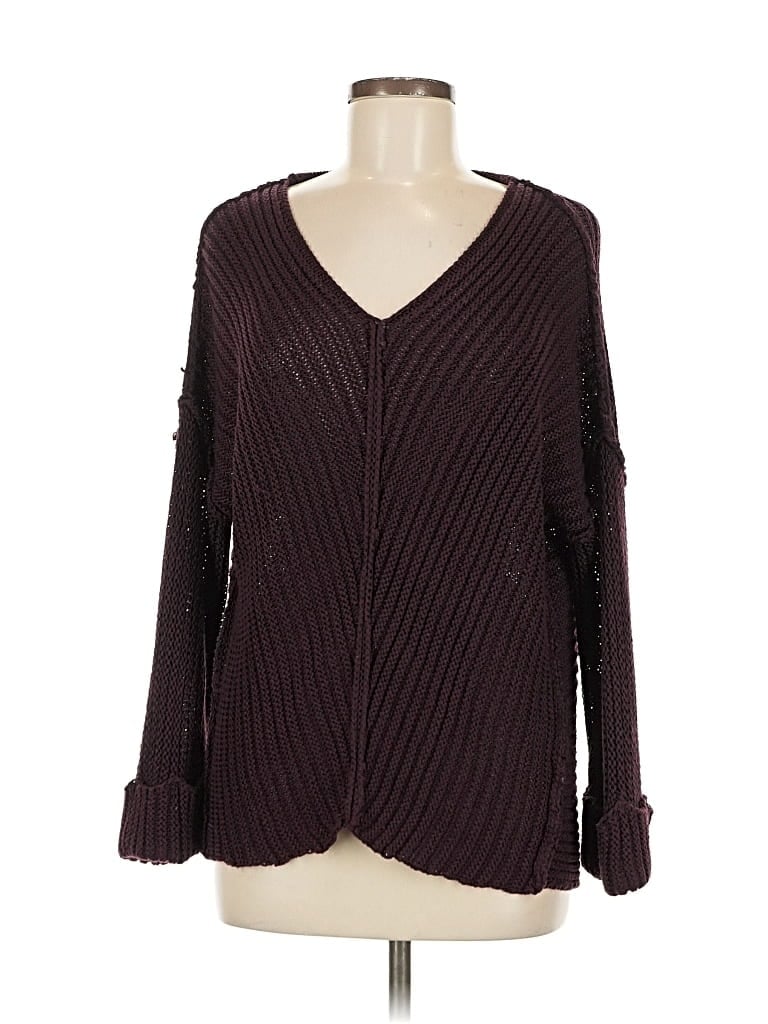 Pre-owned She + Sky Pullover Sweater In Burgundy