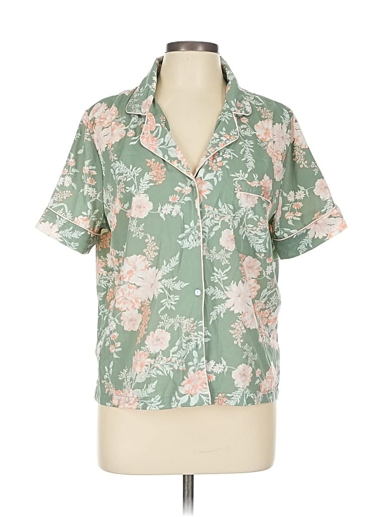 Pre-owned Cupcakes And Cashmere Short Sleeve Blouse In Green