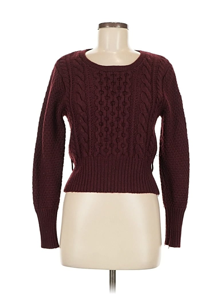 Pre-owned Moncler Wool Pullover Sweater In Burgundy