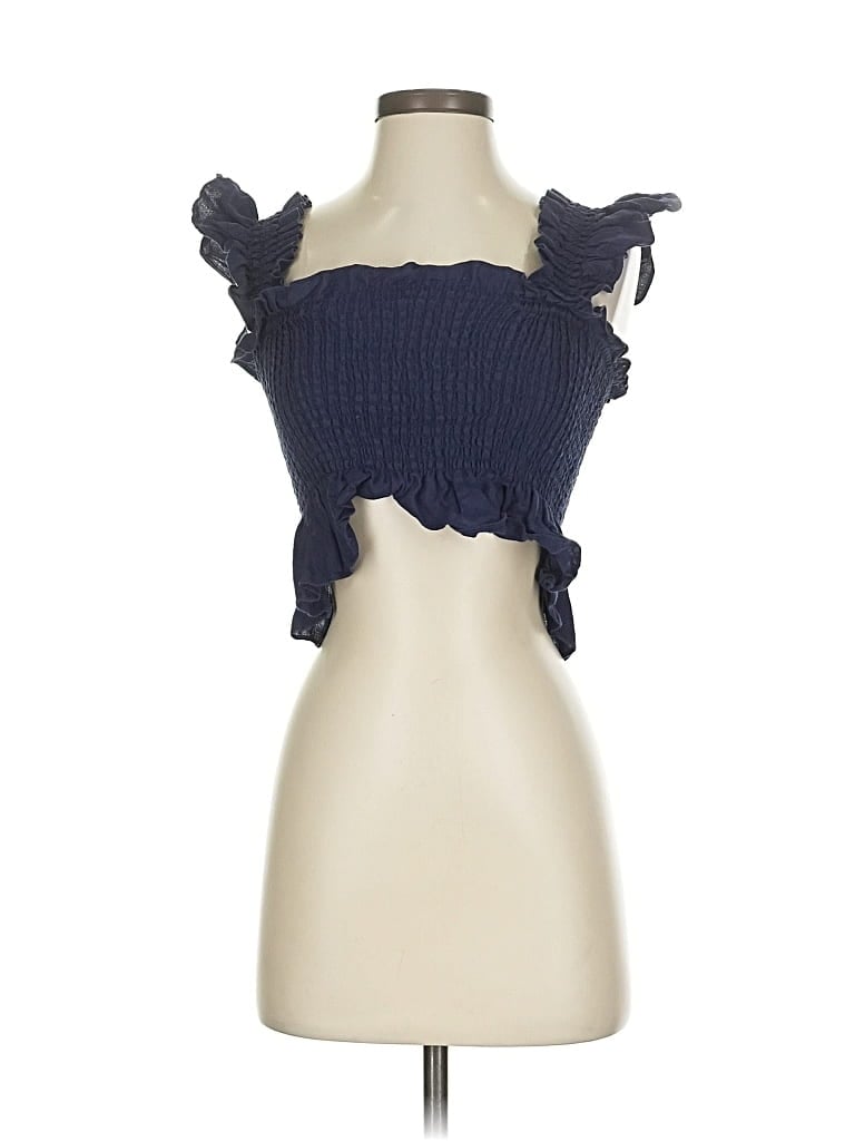 Pre-owned Hill House Sleeveless Top Blue Strapless Neckline Tops