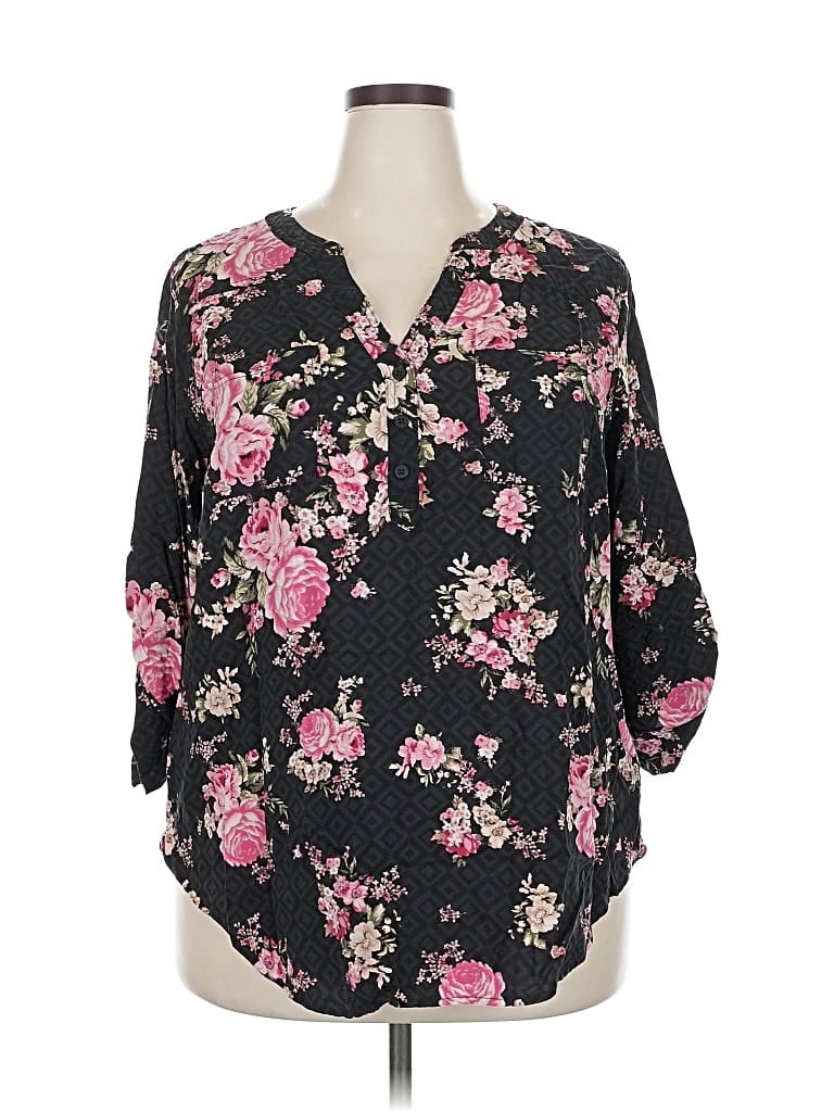 Pre-owned Torrid 3/4 Sleeve Blouse In Black