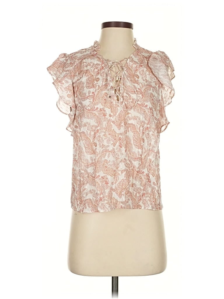 Pre-owned Intermix Short Sleeve Blouse In Pink