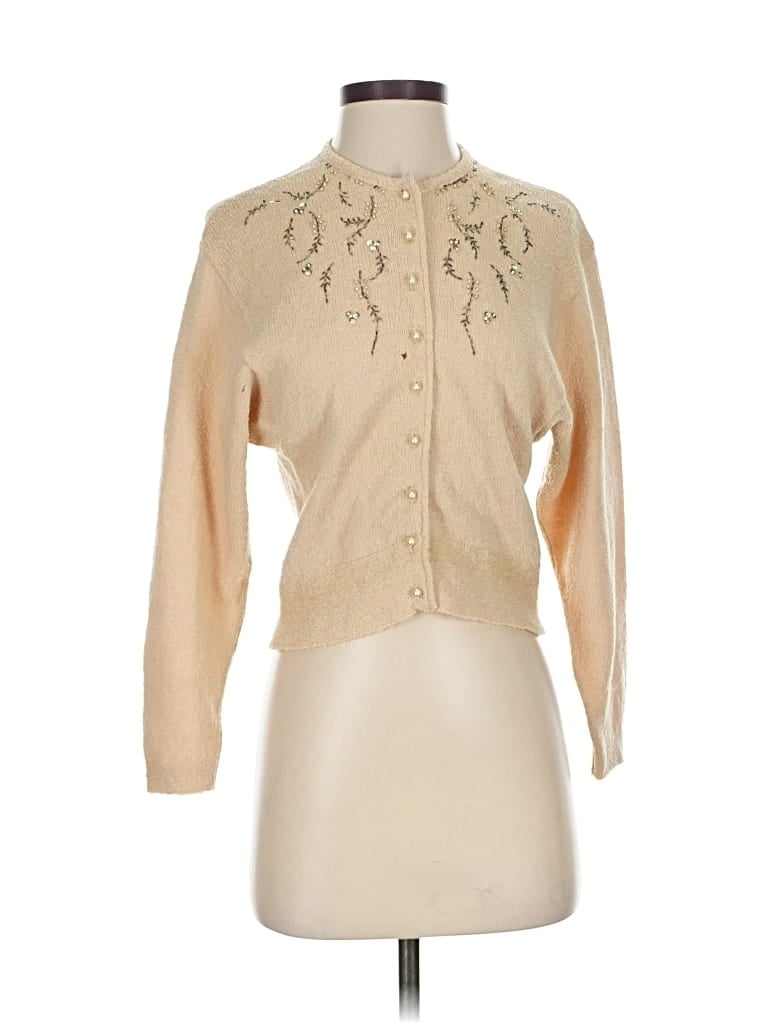 Pre-owned Assorted Brands Wool Cardigan Sweater In Brown