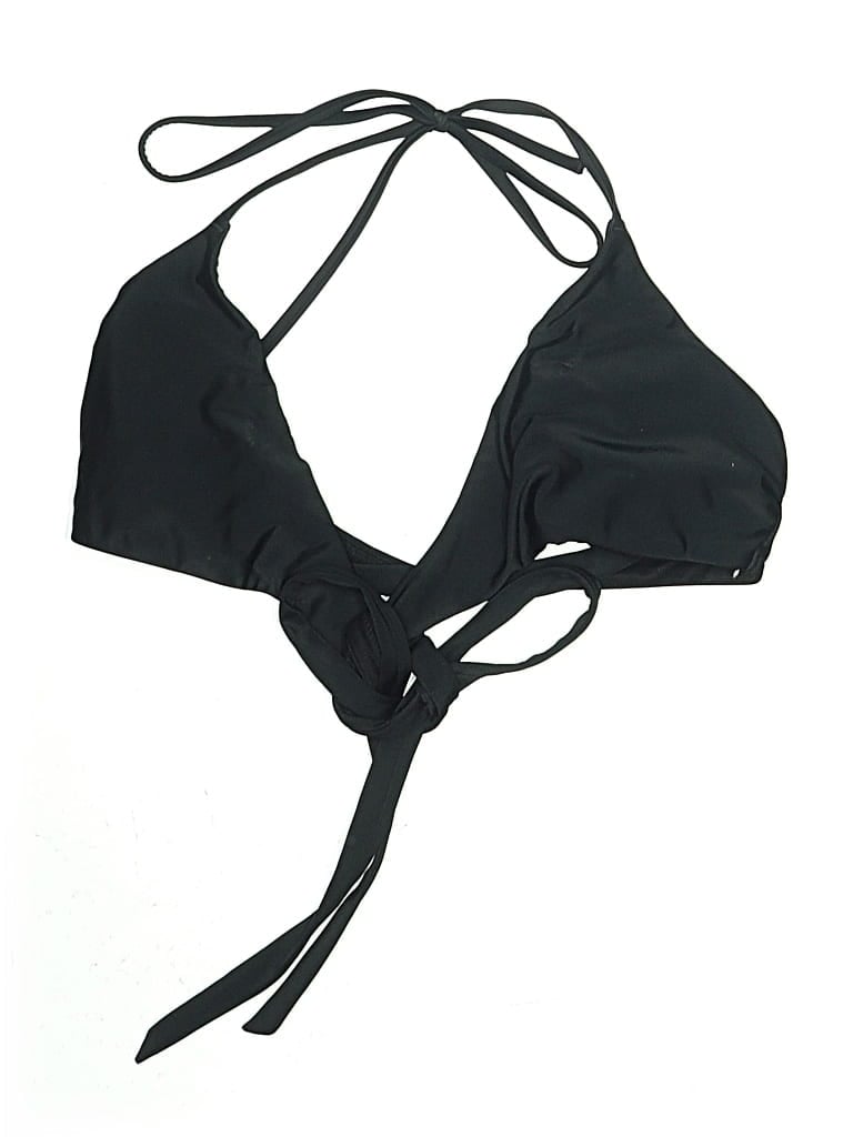 Pre-owned Hollister Swimsuit Top Black Solid Pattern Swimwear