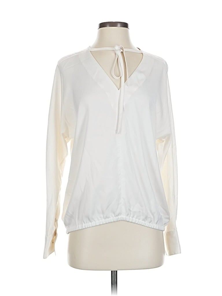 Pre-owned Banana Republic Factory Store Long Sleeve Blouse In White