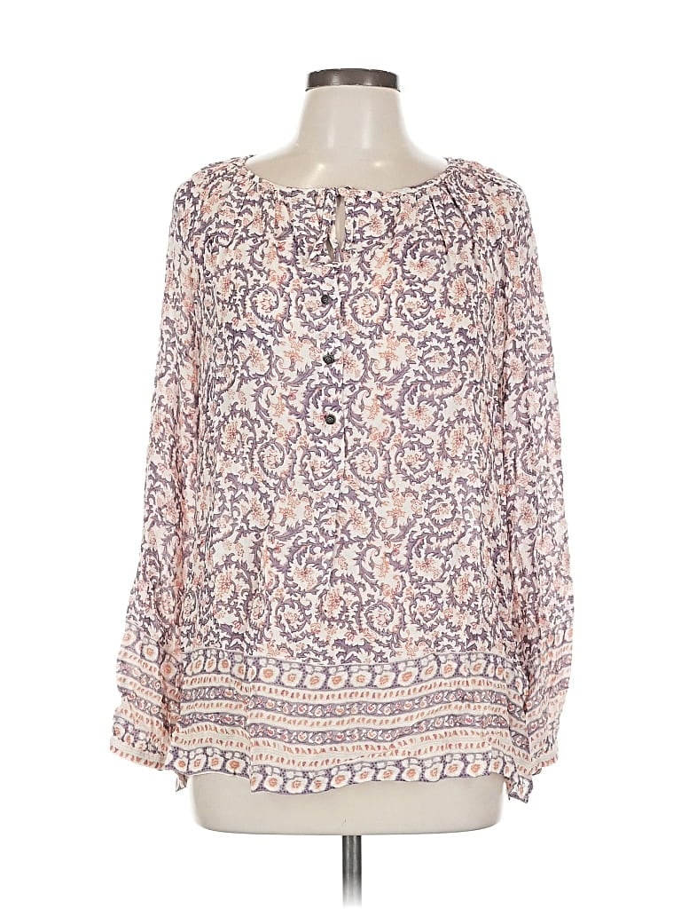 Pre-owned Lucky Brand Long Sleeve Blouse In White